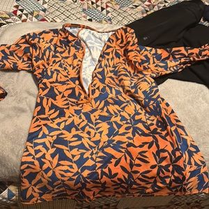 Garnet Hill rash guard; women’s medium orange and blue, long sleeved 1/4 zip